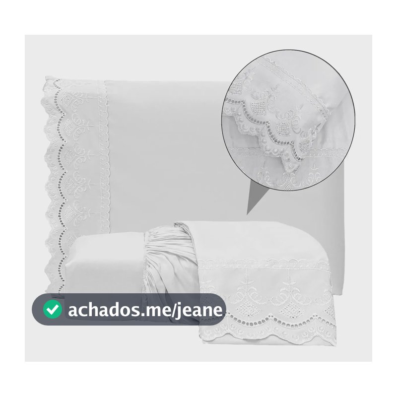 Jogo De Lençol Queen 03 Peças Percal 300 Fios Toque Macio Branco