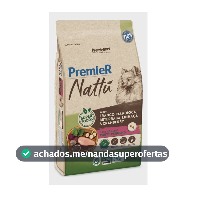 Ração Premier Nattu Mandioca Cão Pequeno Adulto 10,1 Kg