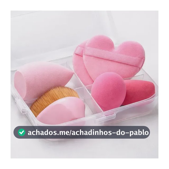 Kit Esponja+ Pincel+ Estojo Maquiagem Gota Chanfrada Base Média
