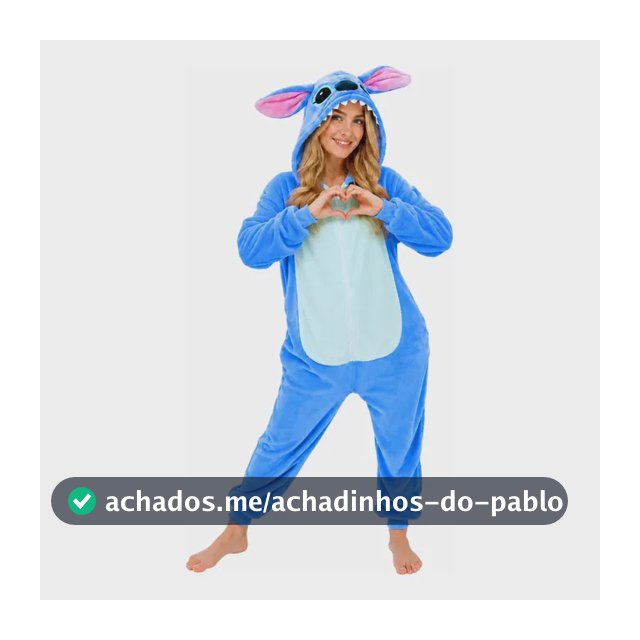 Pijama Macacão Kigurumi Stitch Feminino Adulto Plush Zíper