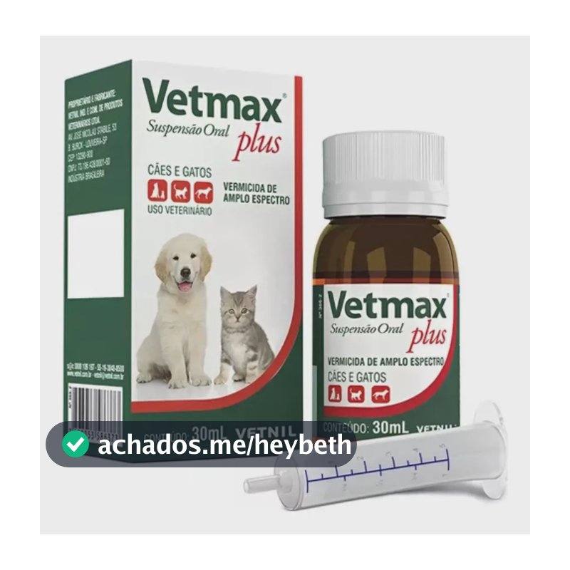 Vermífugo Vetmax Plus Filhotes Vetnil Cães E Gatos 30ml
