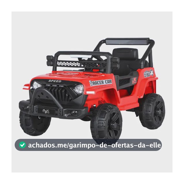 Carrinho Elétrico Jipe Vermelho Maxi Toys 12V Bluetooth Controle Remoto