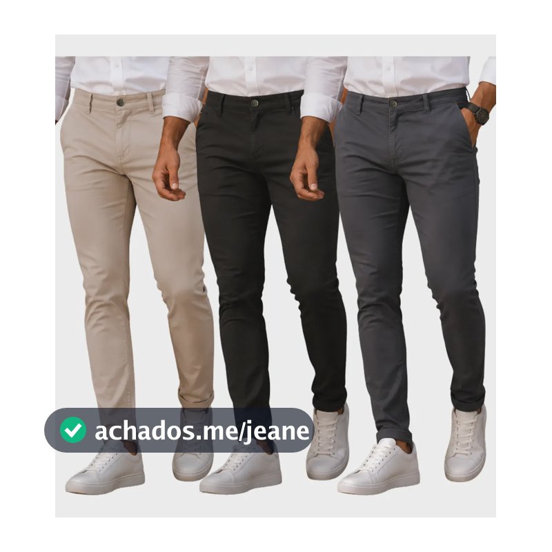 Kit 3 Calça Masculina Sarja Alfaitaria Esporte Fino Social Sortido Liso 42