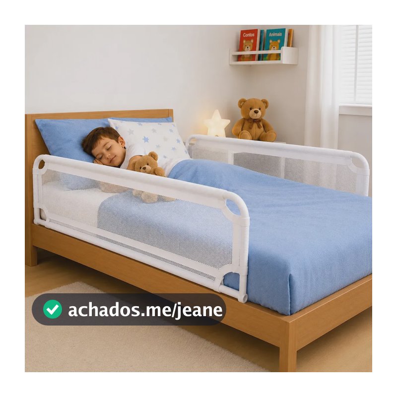 Kit Com 2 Grade De Cama Com Tela De Segurança Bebês 0-24 meses Branco Liso Drakar