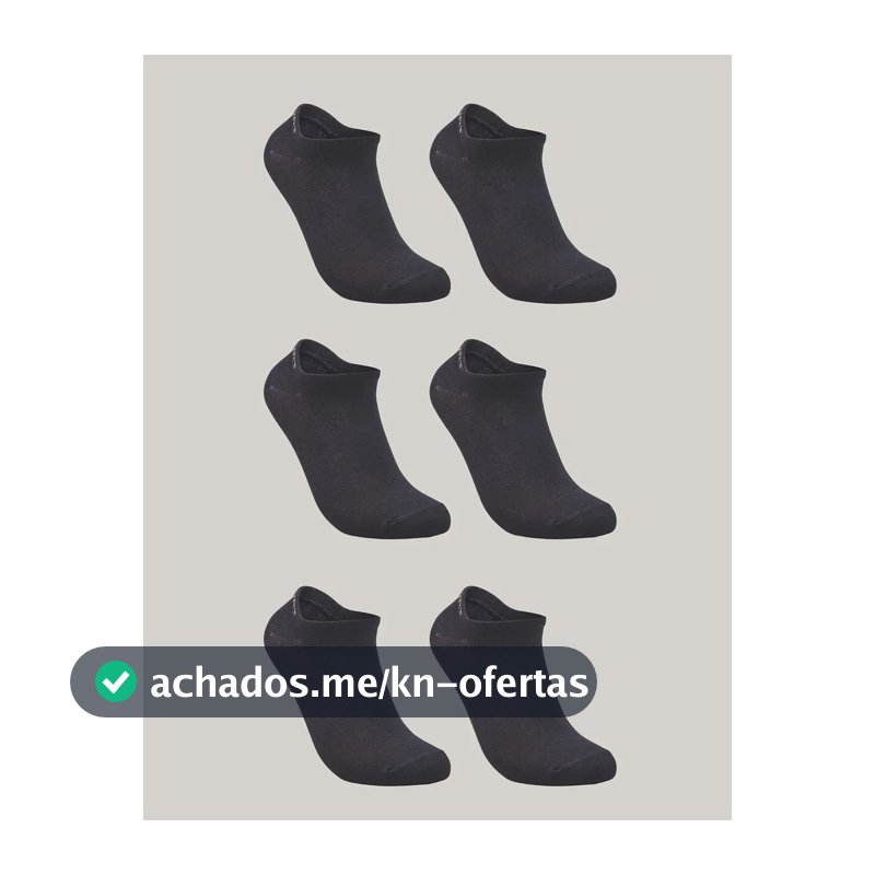 Kit De 6 Pares De Meias Masculino E Feminino Sapatilha Lupo Preto Liso 41-44