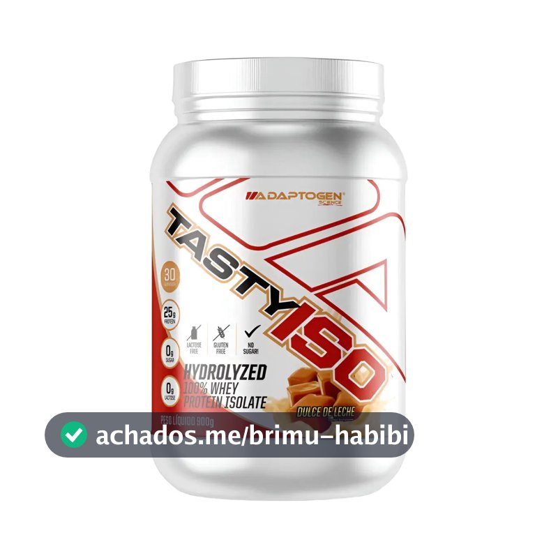 Tasty Iso Proteína Isolada Hidrolisada Adaptogen 900g Whey Sabor Doce De Leite