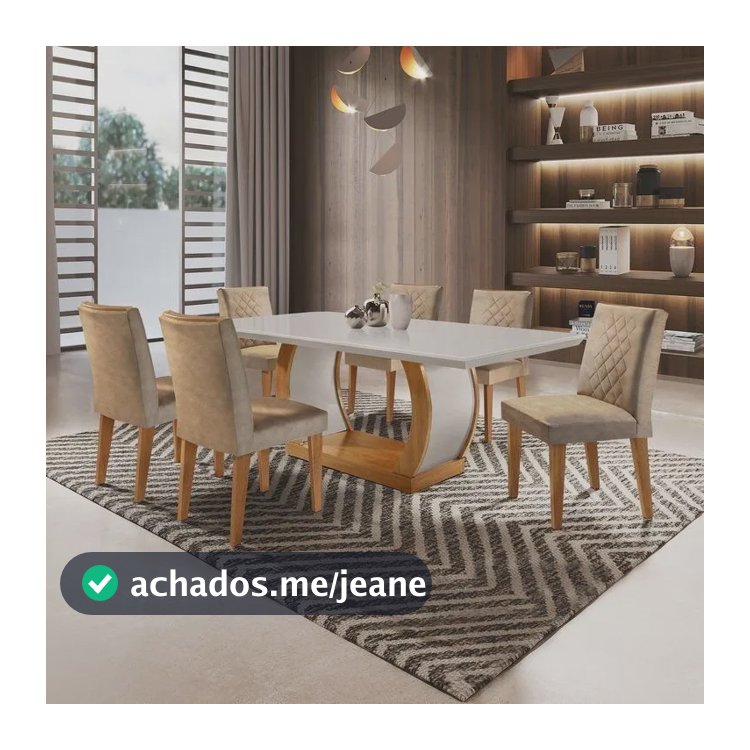 Mesa De Jantar 6 Cadeiras Kate Espresso Móveis Ig Animalle Chocolate Off White/imbuia/off White