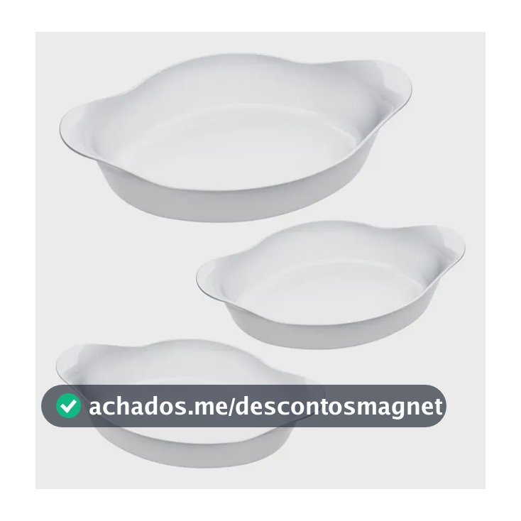 Marinex Conjunto de Assadeiras Oval Opaline 3 Peças Branco