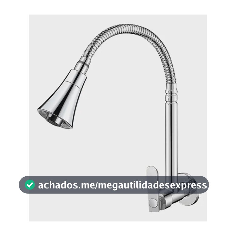 Torneira Cozinha Gourmet Parede Flexível-3 Jatos 1/4 Volta Prateado Brilhante