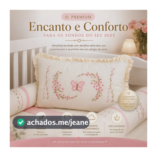 Kit Berço Paris 8 Peças Protetor Berço Bordado Menina Paris Linho Rosê