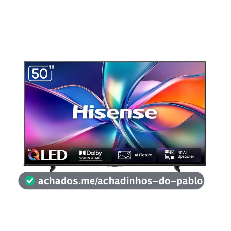 Smart TV Hisense HI-QLED 4K 50" polegadas com Processador AI, Dolby Vision Atmos e Compatibilidade Alexa - 50Q6QVV
