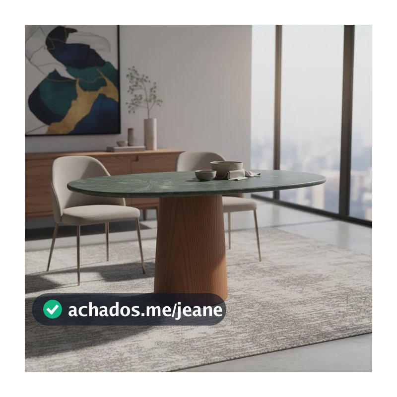Mesa Jantar Cone Orgânica 100x103 Cm Mármore Verde Guatemala Verde-escuro Nogueira