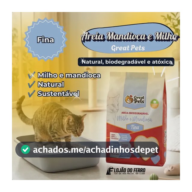 Kit 2 Areia Biodegradável Fina Great Pets Para Gatos - 2 Kg