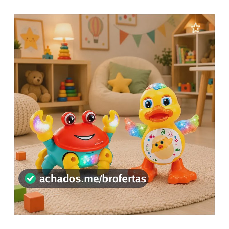 Kit Brinquedos Pato Dançante E Caranguejo Fujão Infantil Som