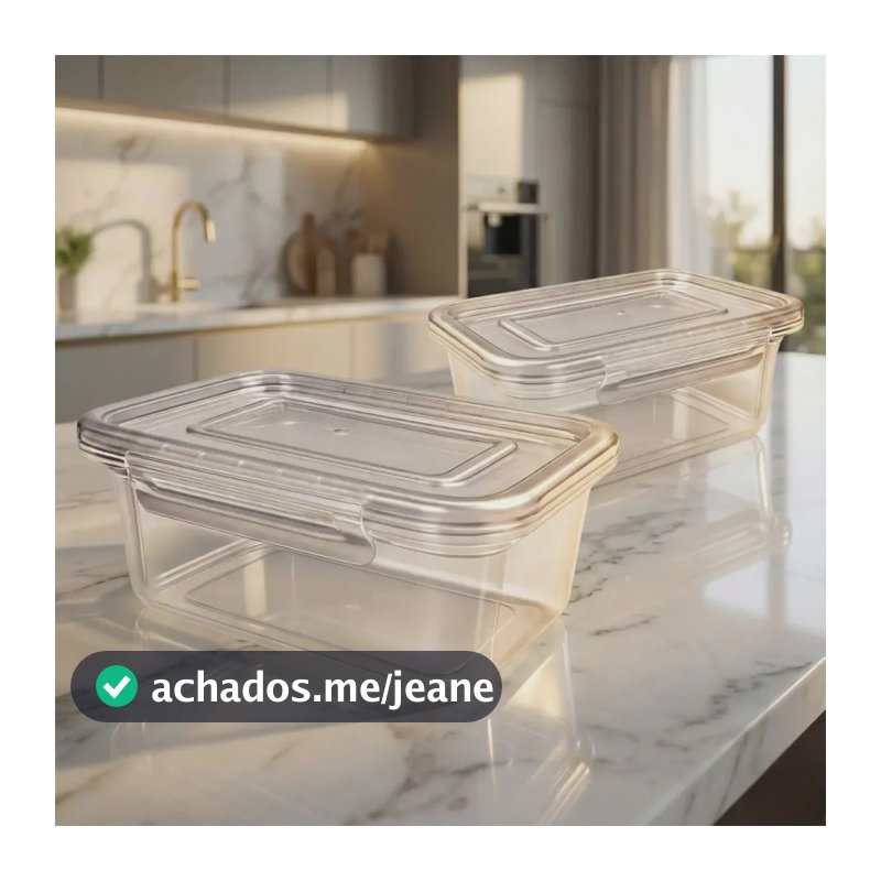 Kit 5 Potes 800ml Premium Herméticos Trava Forte Vedação Transparente