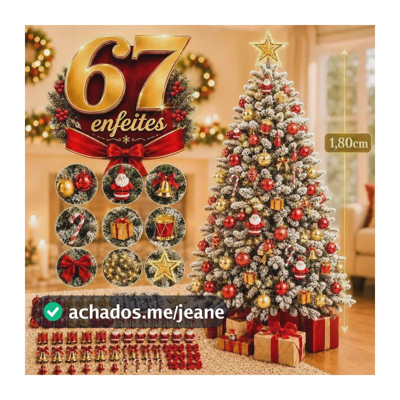 Árvore Natal 180cm Pinheiro Verde Decorada Enfeitada 1,8m Nevada-127v