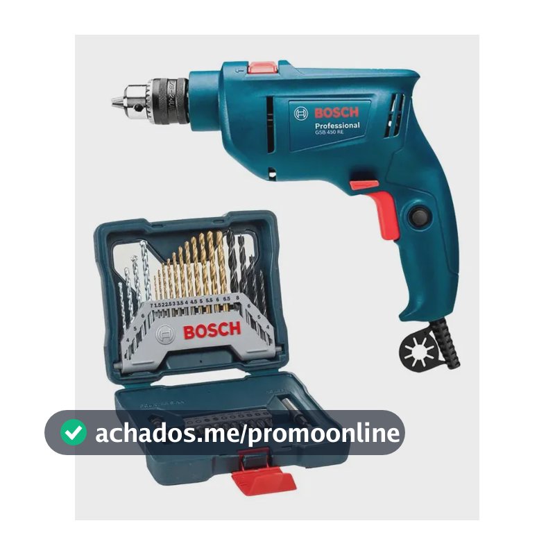 Furadeira Industrial Impacto Rev 450w Gsb 450 Re Bosch + Kit
