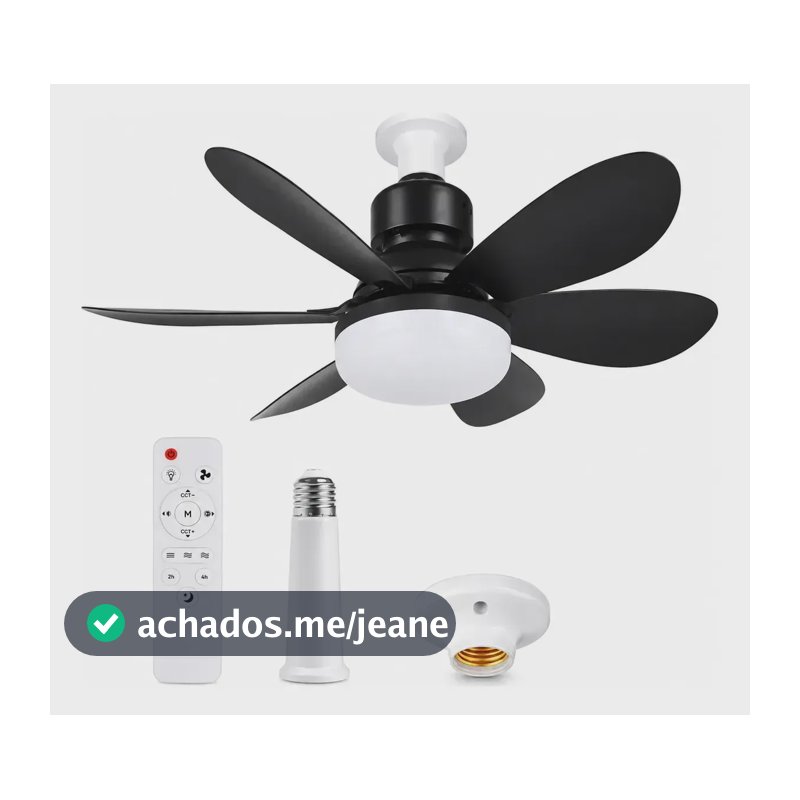 Ventilador de Teto SolViva Com Luz LED e Controle Remoto Preto 52 cm