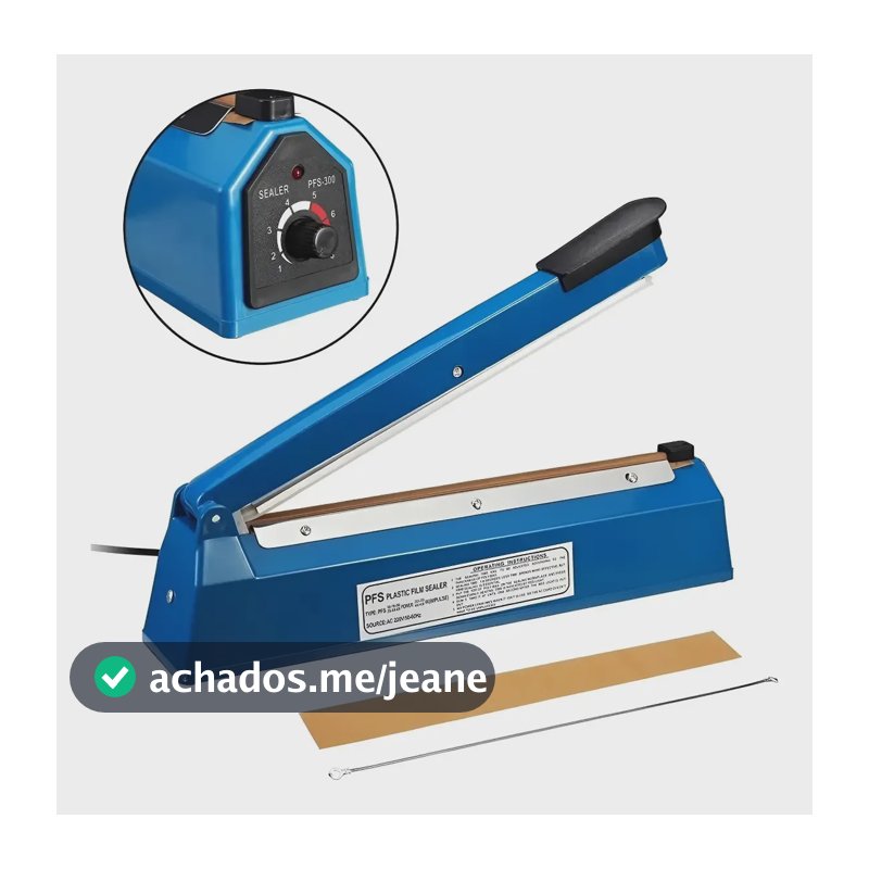 Seladora Térmica Manual 30cm Selar Embalagem Plásticas Sacos 110v Azul