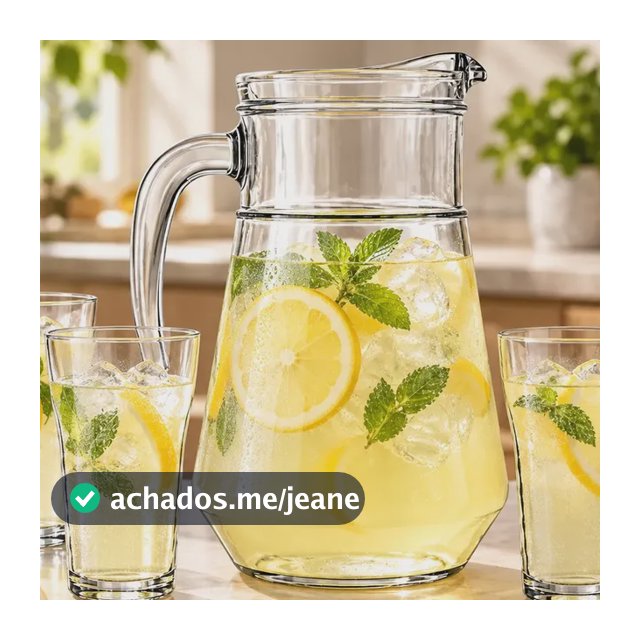 Kit Jarra De Vidro 1 Litro Com Tampa + 4 Copos Choppinho Kit Jarra E 4 Copos