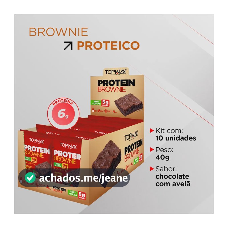Protein Brownie Topway Chocolate Com Avelã Sem Glúten 10 Un