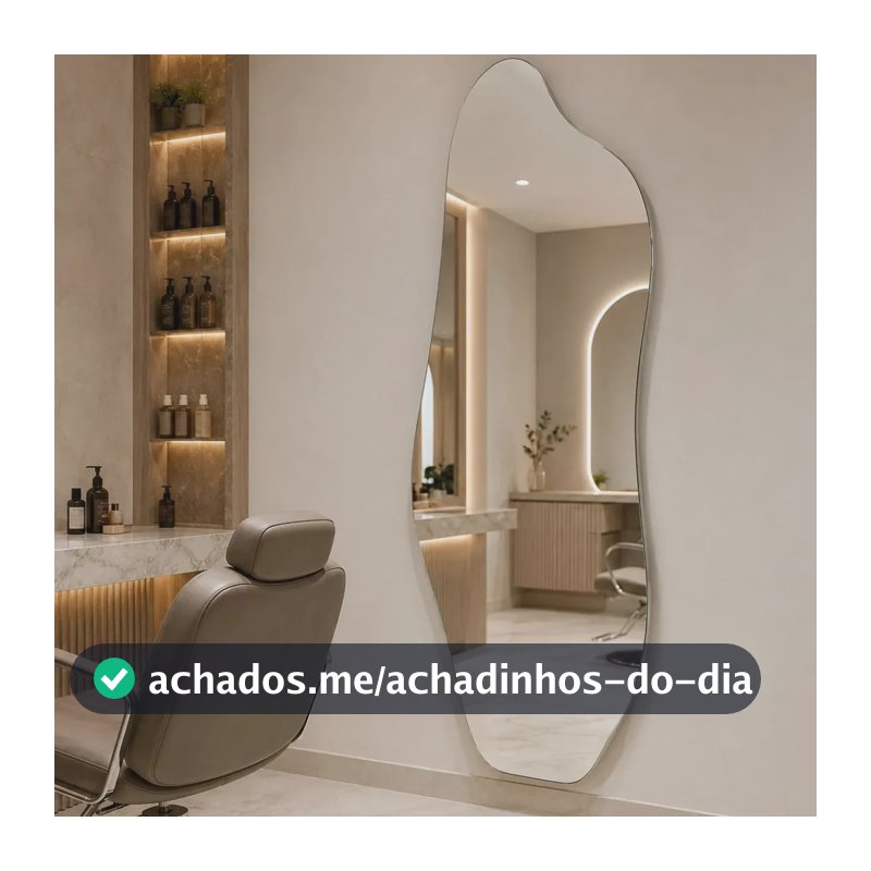 Espelho 90x40 Orgânico Grande Corpo Inteiro Quarto - Suporte
