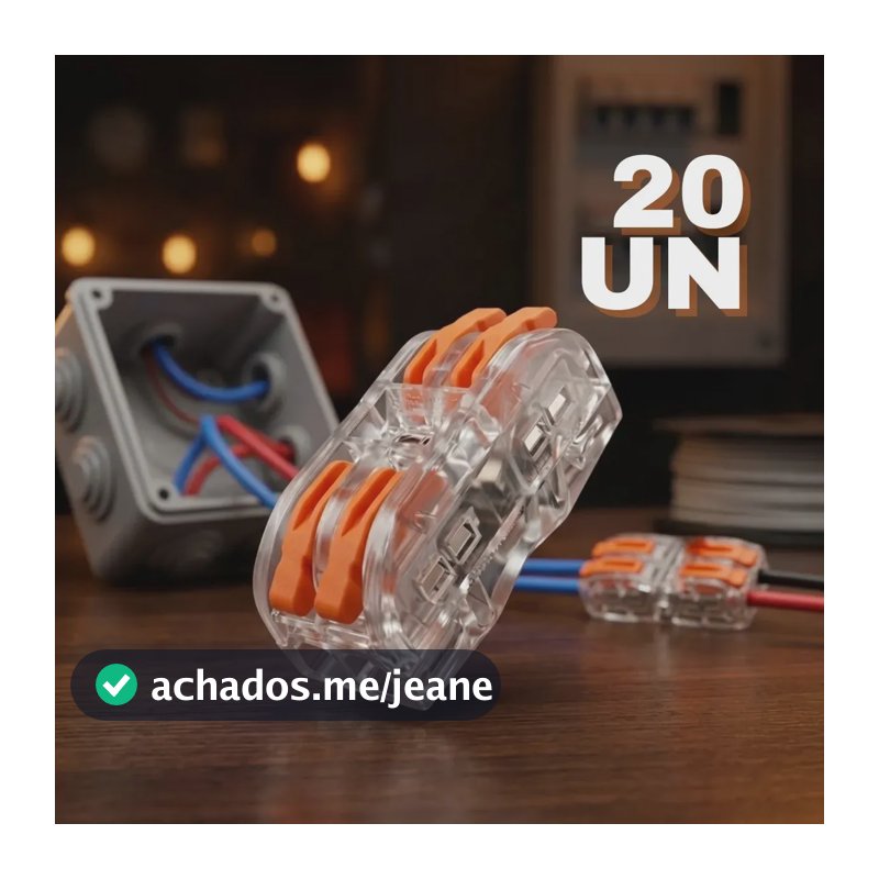 Conector De Fios Emenda Rápida 2 Vias Kit Com 20 Unidades Entrada E Saida