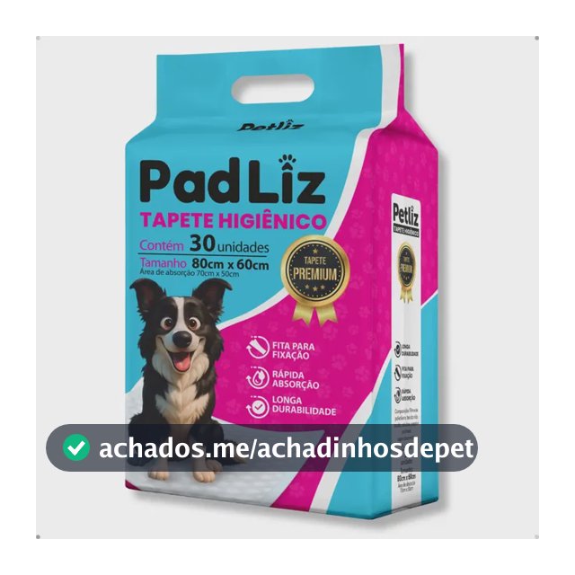 Tapete Higiênico Cachorro Premium Padliz 80x60cm 30 Unidades