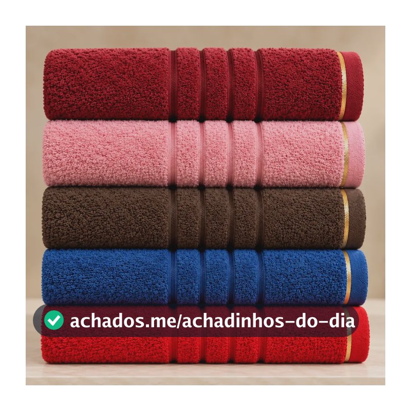 Kit 5 Toalhas De Banho 70x1,40 Atacado 100% Algodão Luxo Multicolorido