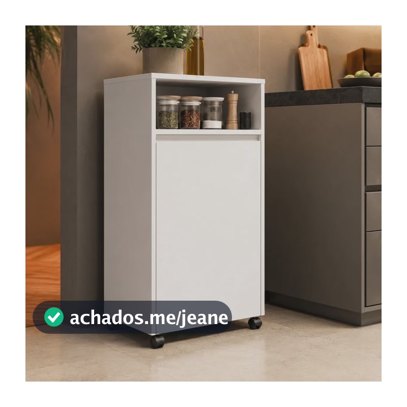 Armário Para Botijão De Gás Com Nicho Organizador E Rodinhas Branco