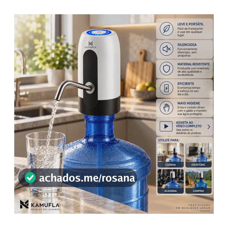 Bomba Elétrica Kamufla para Galão de 20 L, Branca