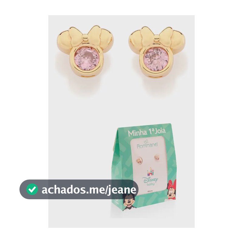 Brinco Minnie Baby Banhado Ouro Com Zircônia Rommanel 527350 Dourado