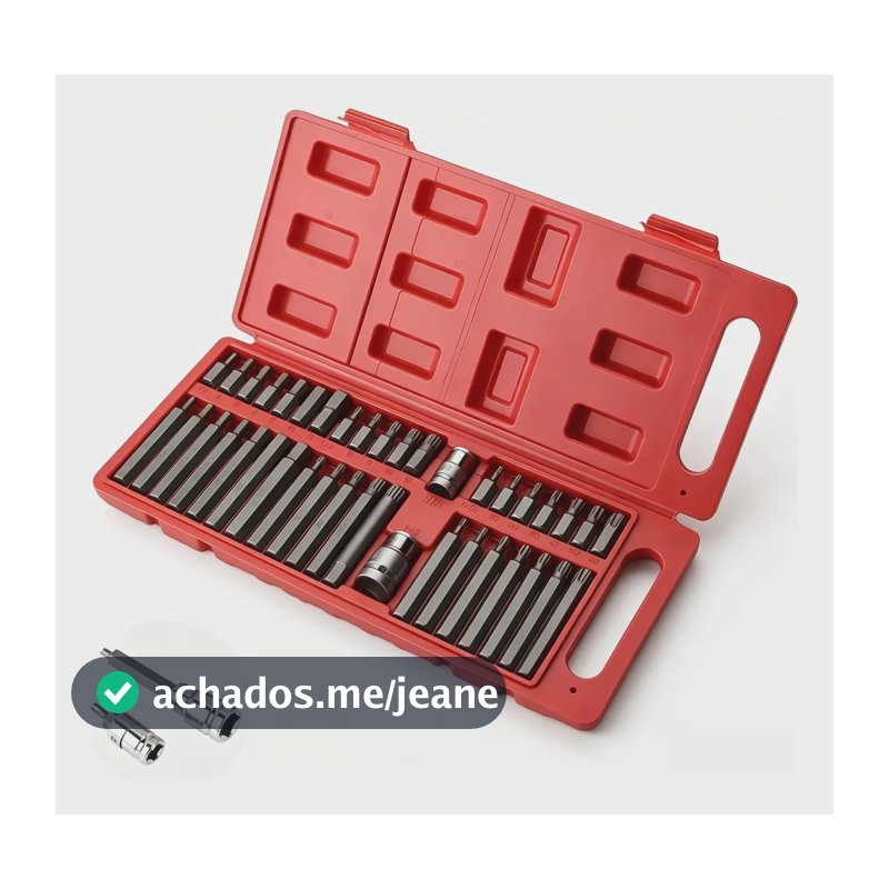 Jogo Ferramentas 40 Peças Crv Bits Torx Allen Multidentado Vermelho