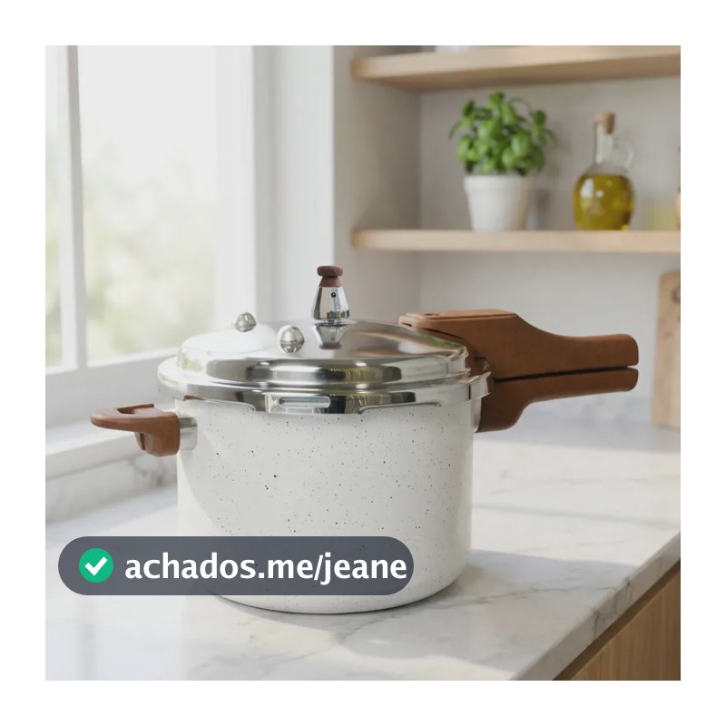 Panela Pressão 4,2l Indução Cerâmica 4 Válvulas Segurança Cor Branco Lecce