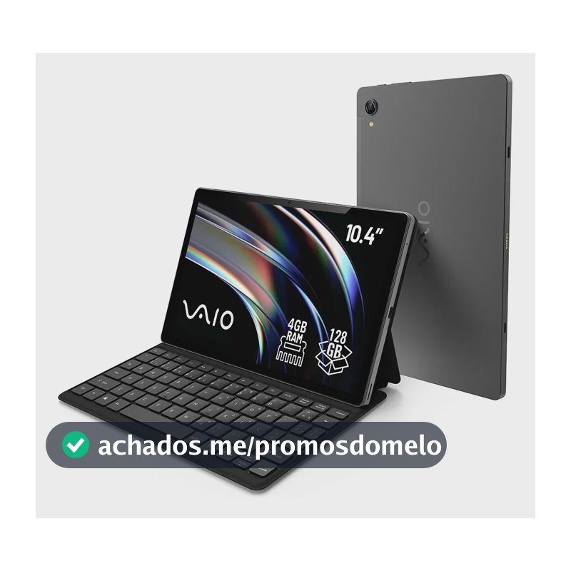 Tablet VAIO TL10 4GB RAM 128GB Octa-Core, Tela 10.4” 2K, 4G WiFi Dual Band, Câmera 8MP + Selfie 5MP, 7000mAh, Android 16, com Teclado Magnético de Conexão Inteligente – Preto
