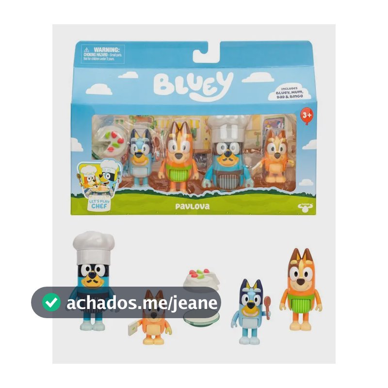 Kit Com 4 Bonecos Colecionáveis 6cm Bluey, Mum, Dad & Bingo - 7964