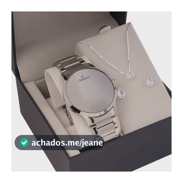 Relógio Feminino Champion Digital 42 Milímetros Display Espelhado LED Branco Prova D´Agua 50m com Calendário Pulseira Aço Inoxidável