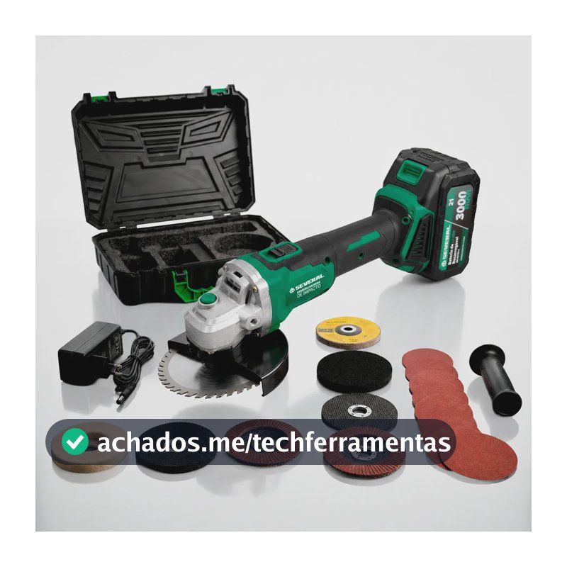 Esmerilhadeira Angular Several Importados Lixadeira Potente Corte Fácil 21v Bateria Ferramenta Completa Verde