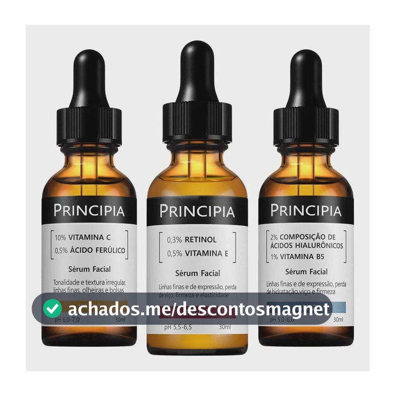 Principia Kit C/3 Séruns Vitamina C + Retinol + Hialurônicos