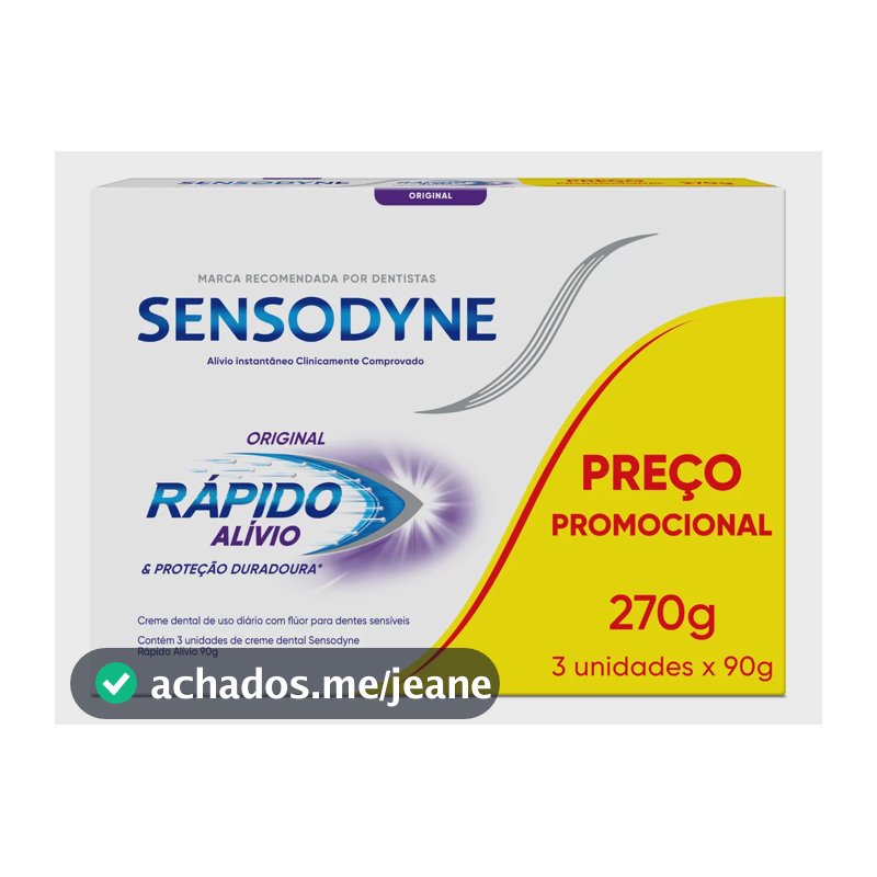 Kit L3P2 Sensodyne RápidoAlívio Pasta de Dente Sensíveis 90g