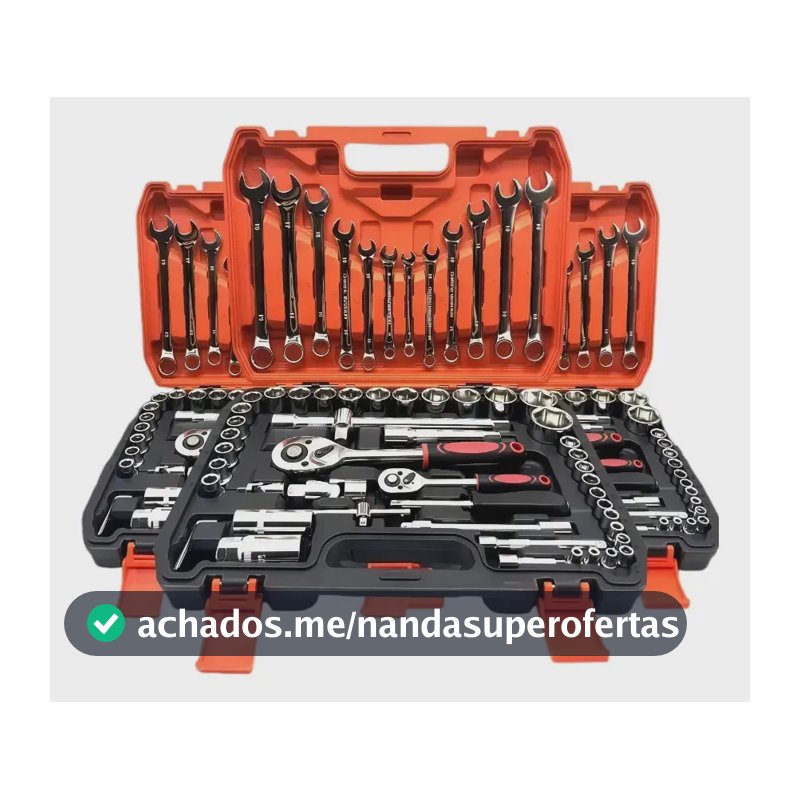 Jogo Soquete Chave Combinada Catraca Kit 61 Pcs Com Maleta Cor Cinza-escuro
