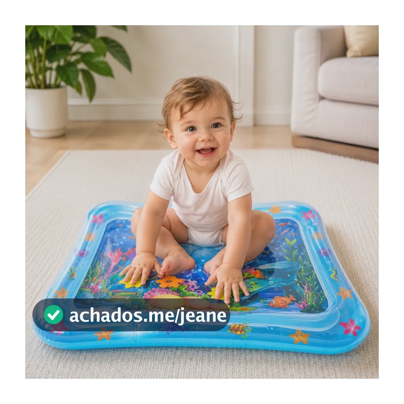 Tapete Água Inflável Esteira Almofada Infantil Bebê Azul (estampado Marinho) Tapete Água Inflável Sensorial Bebê Infantil Aquático Marinho Almofada Estimulação