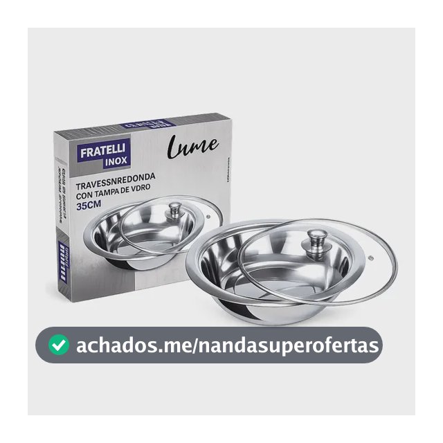 Saladeira Inox Com Tampa Vidro 35cm Bowl Mesa Posta Premium Prateado