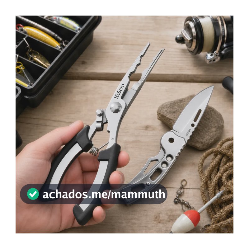 Alicate Pesca 16,5cm Multifuncional Canivete Aço Inox Brinde Sortido