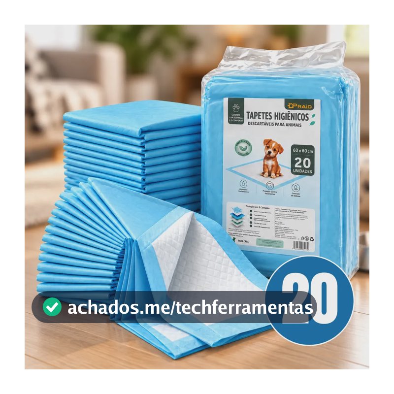 Tapete Higiênico Para Cachorro Descartável Alta Absorção 60x60 20 Unidades Secagem Rápida Cão Proteção Piso