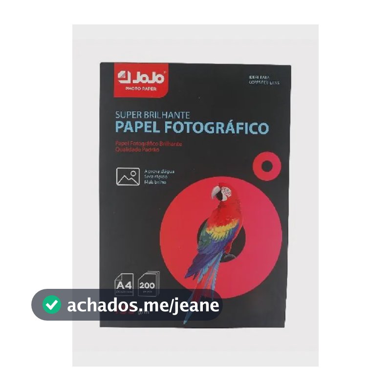 Papel Fotográfico 135g Glossy A4 Cx 200 Folhas Jojo Paper Cor Branco