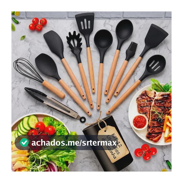 Kit 12 Utensílios De Cozinha Em Silicone Cabo Madeira Antiderrapante Resistentes Ao Calor Antiaderentes Ideal Para Panelas E Preparos Completos Ponte Lar Utilidades