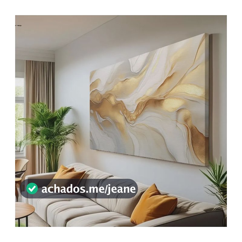 Quadro Grande Decorativo 150x100 Abstrato Luxo Dourado Sala Canvas Impresso Nas Laterais