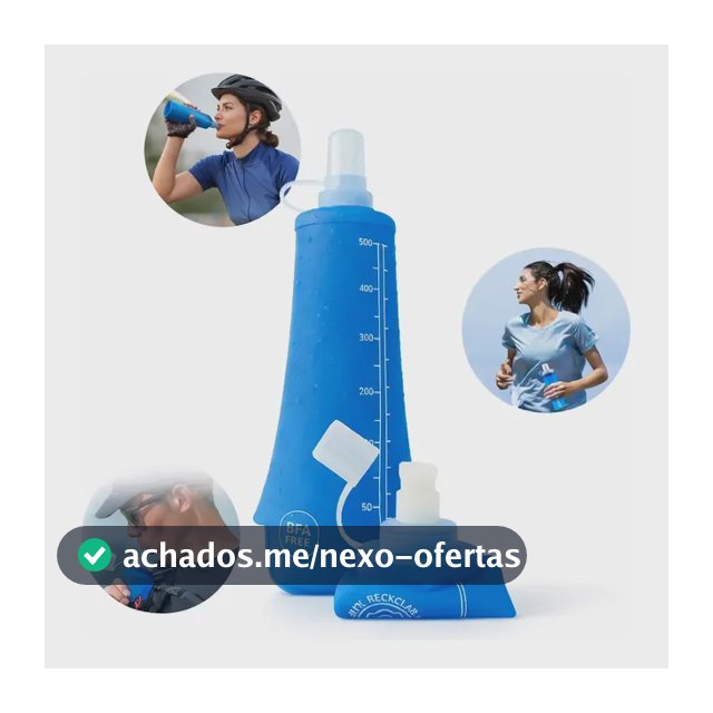Garrafa De Água Dobrável Silicone Soft Squeeze Corrida 500ml Azul