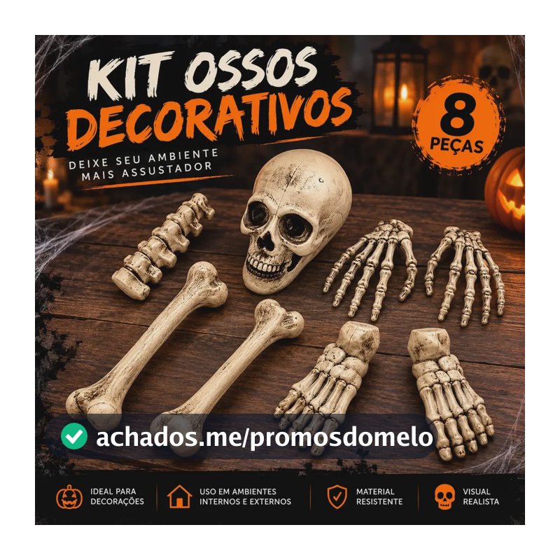 Decoração Esqueleto Caveira Ossos Halloween Dia Das Bruxas
